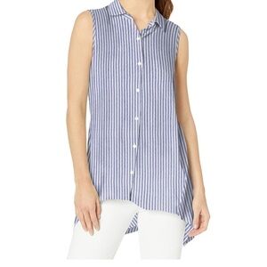 Max Studio woman's S top nautical striped sleeveless spring coastal summer